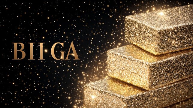 Golden Glittering Blocks, Sparkling Background, BII GA