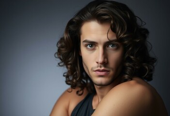 Portrait of a thoughtful man with long brown hair