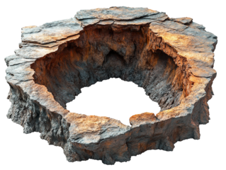 One big hole in the ground isolated on white background. Suitable for marketing or business purposes. PNG file