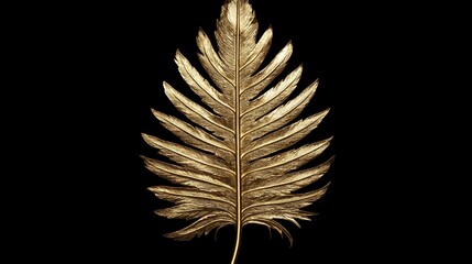 Golden Leaf on Black Background Elegant Still Life