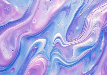 A holographic liquid metal design swirls in shades of purple, blue, and pink, creating a mesmerizing, futuristic background with fluid, wavy shapes.