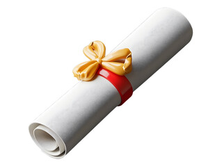 Graduation diploma rolled scroll 3d message icon isolated on png background of certificate education document paper achievement concept or university scholarship success award letter sheet college.