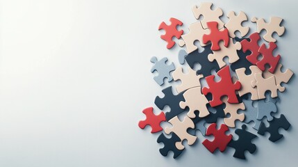 Puzzle pieces interlocking to create a business logo, symbolizing collaboration and unity in a professional setting
