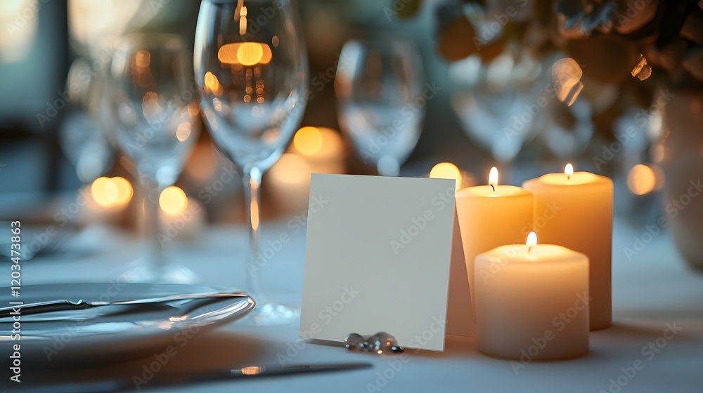Poster elegant table place setting designed for a wedding or special event showcasing fine tableware soft c