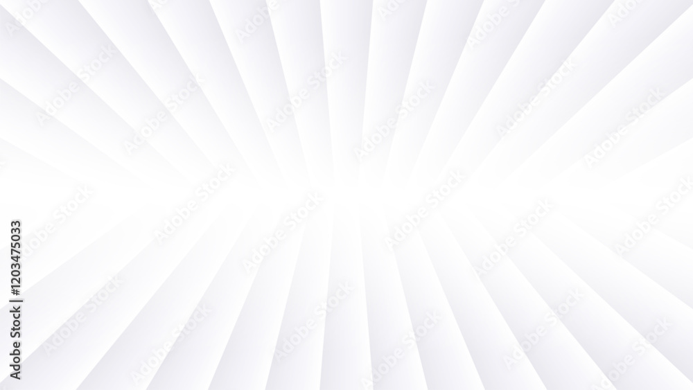 Poster Abstract white background with 3d lines pattern, symmetrical striped vector background for business presentation.