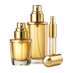 Luxury Gold Perfume Bottles Elegant Fragrance Design Amber Liquid Premium Scent Collection Golden   