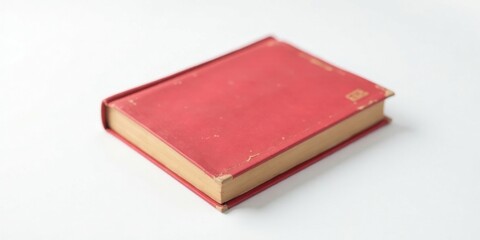 Fototapeta premium A Well-Loved Crimson Book Resting on a Plain Surface