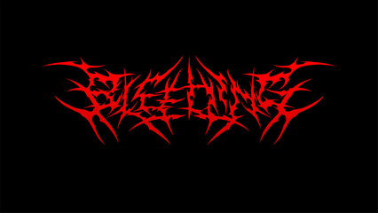 Bleeding text typography vector in brutal death metal style with sharp, chaotic red letters. Perfect for logos, posters, album covers, and merchandise designs
