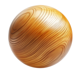 fir wood sphere isolated on transparent background, smooth fir wood texture ball, cutout png, 