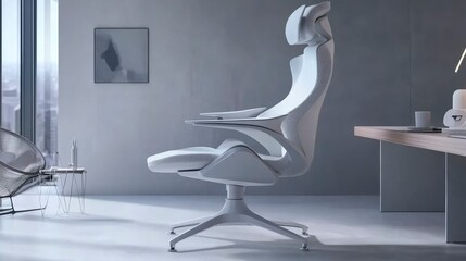 Modern White Ergonomic Office Chair Design