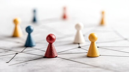 Abstract network nodes interconnected, symbolizing collaborative business strategy, decentralized team synergy, modern networking concept