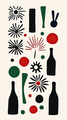 Abstract Modern Art with Geometric Shapes and Bold Colors in a Minimalist Style on a Light Background