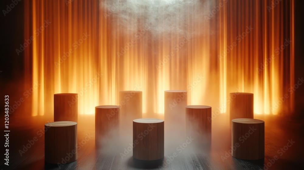 Poster a timeless arrangement of pillars shrouded in soft light and fog creates a striking visual that embo