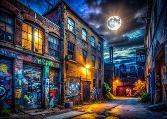 Fototapeta premium Abandoned Urban Night Scene: Atmospheric City Exploration Photography