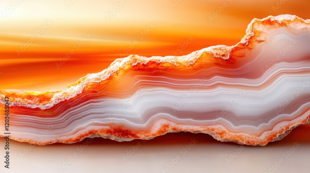 Poster an artistic capture of an orange and white agate geode slice reveals a mesmerizing pattern that capt