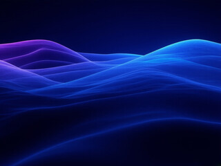Design an abstract cosmic-inspired background with glowing waveforms in shades of deep blue, muted blue, and lavender.
