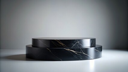 Black Marble Podium Minimalist Mockup: Product Display Stand