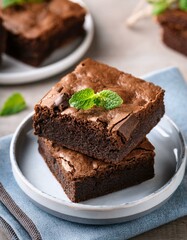 Fresh pieces of delicious chocolate brownies