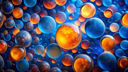 Abstract Blue Orange Circle Landscape Background - Modern Geometric Art Design