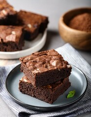Fresh pieces of delicious chocolate brownies