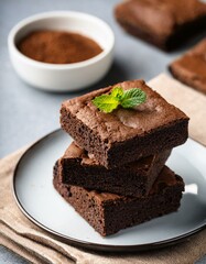 Fresh pieces of delicious chocolate brownies