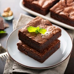 Fresh pieces of delicious chocolate brownies