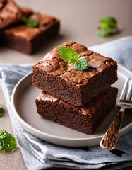 Fresh pieces of delicious chocolate brownies