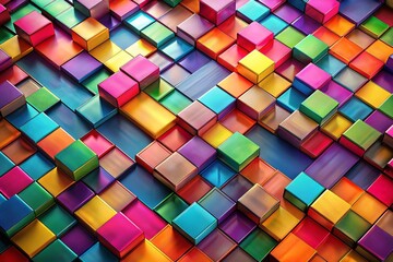 Abstract Colorful Mosaic Rectangular Blocks Wall or Floor Background
