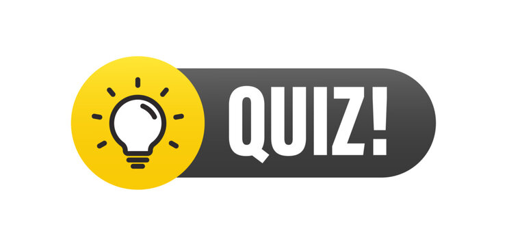 Quiz with bulb icon symbols, concept of questionnaire show sing, quiz button, question competition, exam, interview modern emblem design vector illustration.