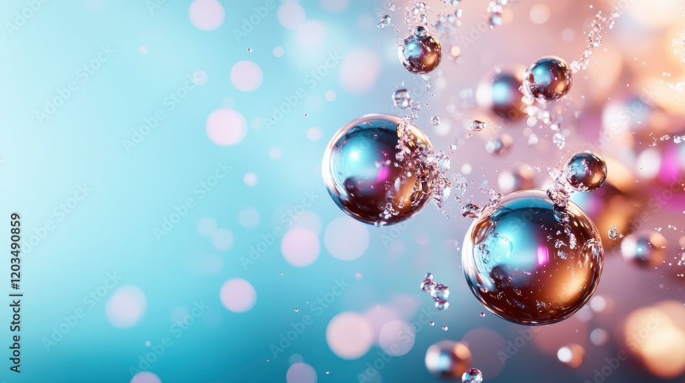 Aufkleber an artistic representation of floating bubbles against a soft, colorful backdrop, creating a sense o