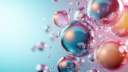 A captivating array of luminous bubbles floating gracefully in a vibrant, colorful background, symbolizing joy and creativity in an artistic interpretation of fluidity.