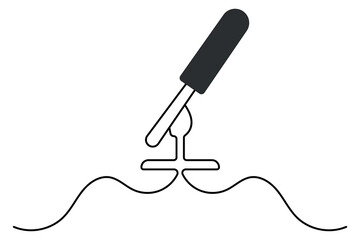 Microphone continuous one line drawing of outline vector illustration