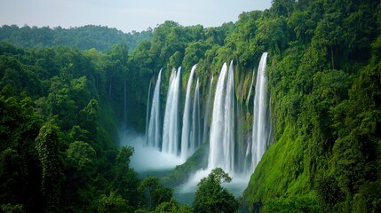 Fototapeta premium Lush Forest Waterfall