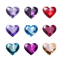 Colorful Gemstone Hearts Abstract Art Love