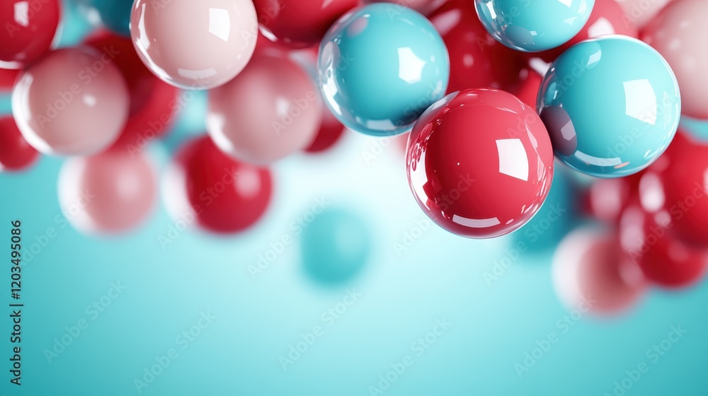 Aufkleber this artistic image features a dynamic arrangement of red and blue bubbles, highlighting a colorful 