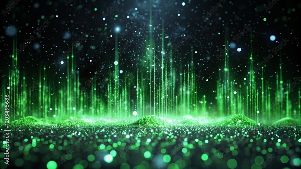 Poster abstract green digital glitch noise overlay: 4k looping background for video editing & compositing