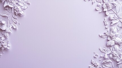 Soft floral designs elegantly frame a light purple backdrop, offering a harmonious blend of nature and art. This tranquil setting inspires creativity and calmness