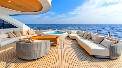 Fototapeta premium luxury yacht deck hot tub & seating - luxury lifestyle