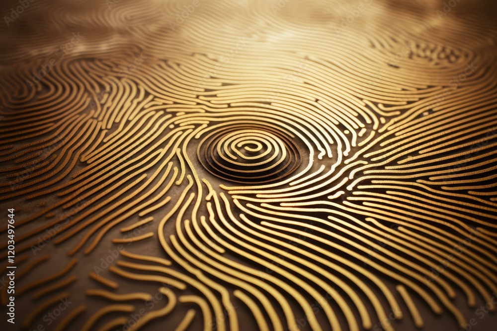 Canvas Prints golden fingerprint represents unique identity, security, biometric authentication, access control, a