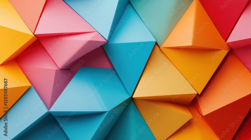 Poster this striking image features a collage of colorful 3d solid shapes in a dynamic arrangement, evoking