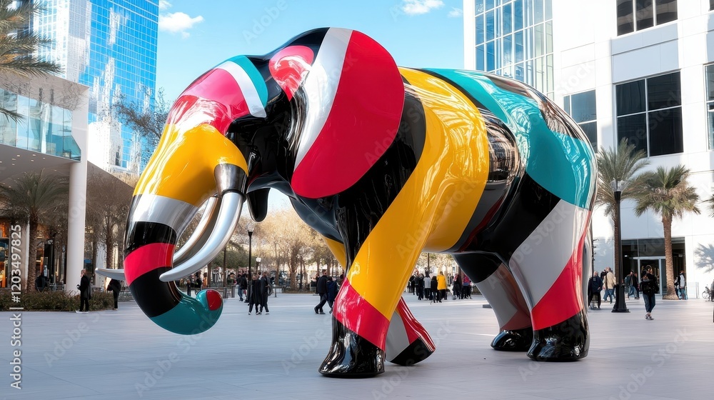 Aufkleber this captivating image depicts an exquisite elephant artwork that blends colorful patterns, creating