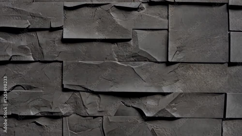 Poster textured stone wall with layered slate tiles and irregular patterns creates rugged and natural appea