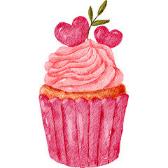 Pink sweet cupcake element for valentine's day