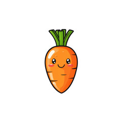 Cute Blushing Carrot Cartoon Illustration for Kids' Designs