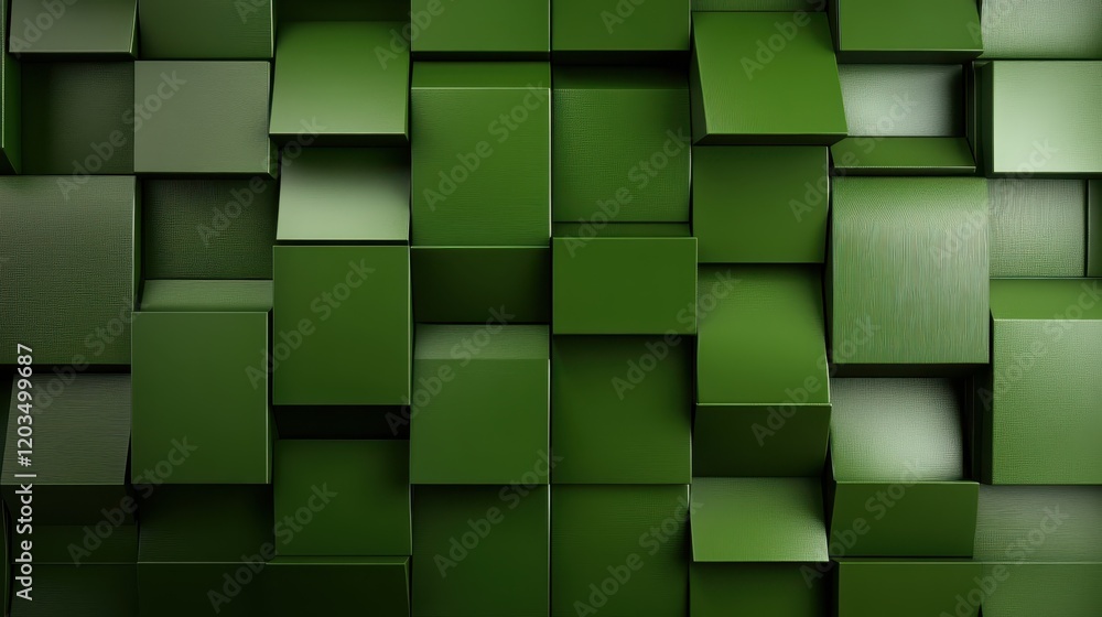 Poster the image features a unique arrangement of green cubed blocks, creating an eye-catching texture that