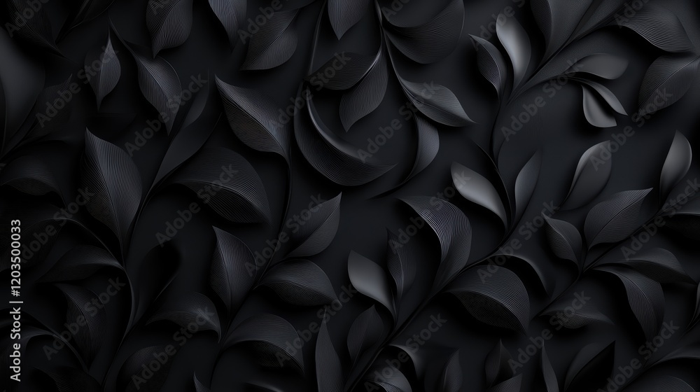 Poster an elegant abstract composition featuring a seamless pattern of black leaves creates a sophisticated