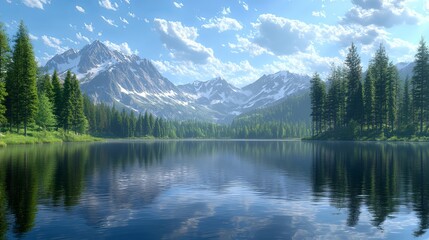 Serene Mountain Lake Landscape
