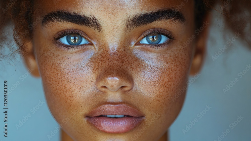 Aufkleber informative layout showing hyperpigmentation patches on the face emphasizing various skin tones aimi