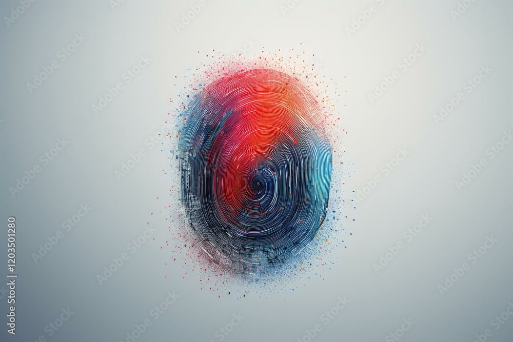 Poster concentric circles forming colorful abstract digital design with particles