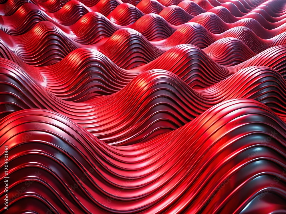 Poster abstract red digital wave architecture: intricate geometric forms
